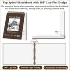 8" x 10" Sketch Book, 100 Sheets Hardcover Sketchbook, 68 lb/100gsm Drawing - Image 3