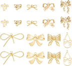 FASHEWELRY Alloy Bowknot Charms Links Golden Bow Tie Connector Charms Metal Bow by FASHEWELRY