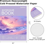 Watercolor Paper Pad 9x12, 140lb/300gsm Cold Press Drawing Paper, 20 Sheets - Image 2