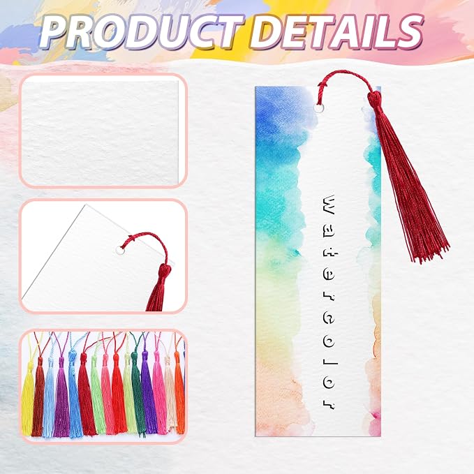 Skyygemm 100 Pcs Watercolor Paper Blank Bookmarks - Image 4