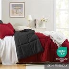 Homelike Moment Queen Comforter Set Black, Lightweight Reversible Red - Image 3