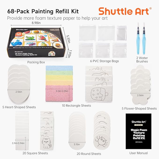 Shuttle Art 68 Pcs Magic Foam Texture Painting Refill Paper Kit - Image 2