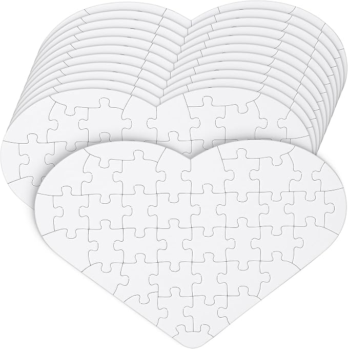 Mr. Pen- Blank Puzzle Bulk, 12 Pack, 40 Pieces/Pack, 9.3" x 6.2" | Heart Shaped by MrPen