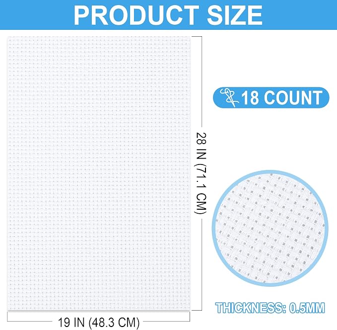 MYFAMIREA Cross Stitch Aida Fabric 18 Count, 28 by 19 Inch Large Size, Classic - Image 2