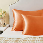 BEDELITE Satin Pillowcase with Zipper 2 Pack, Burnt Orange Pillow Cases - Image 6