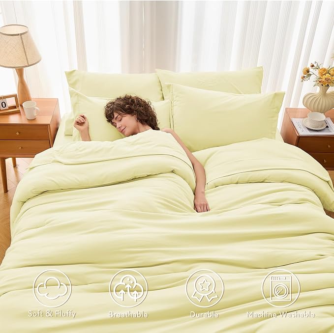 MUXHOMO 7 Pieces King Comforter Set, Soft Bed in a Bag King Size, All Season - Image 2