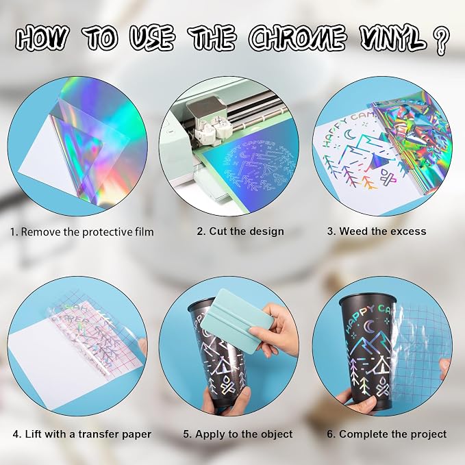 VINYL FROG Holographic Craft Adhesive Vinyl Roll 12"x60" Spectrum Silver - Image 4