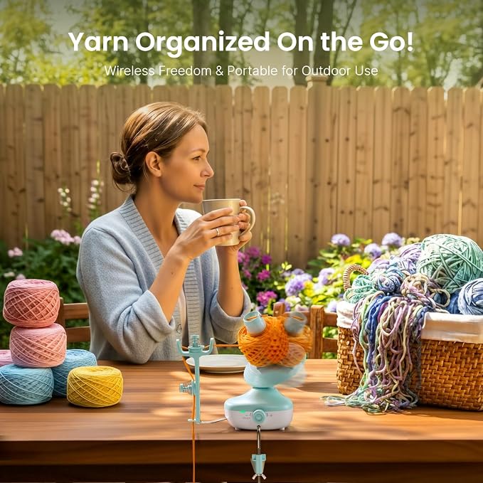 Cordless Yarn Winder, 2H Running Time Rechargeable Electric Yarn Cake Winder - Image 4