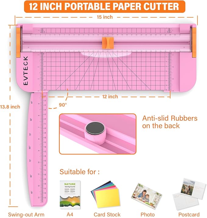 Evteck Paper Cutter 12 Inch Paper Trimmer Slider Crafting Scrapbooking Supplies - Image 3