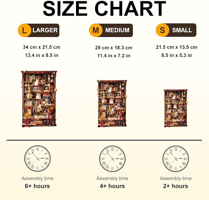 Animal Cozy Bookshelf Puzzles Adults Gifts Wooden 80 Pieces 8.5 * 5.3in - Image 4