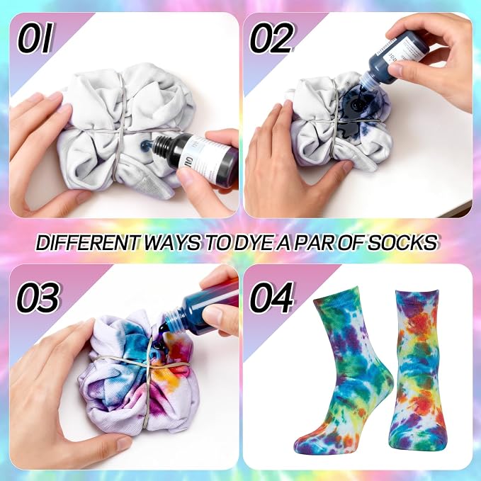 Chicingyou White Cotton Socks for Tie Dye Painting Graffiti White Crew Ankle - Image 2
