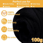 Black Wool for Needle Felting, 3.5oz Felting Wool, Soft Wool Batting for DIY - Image 2