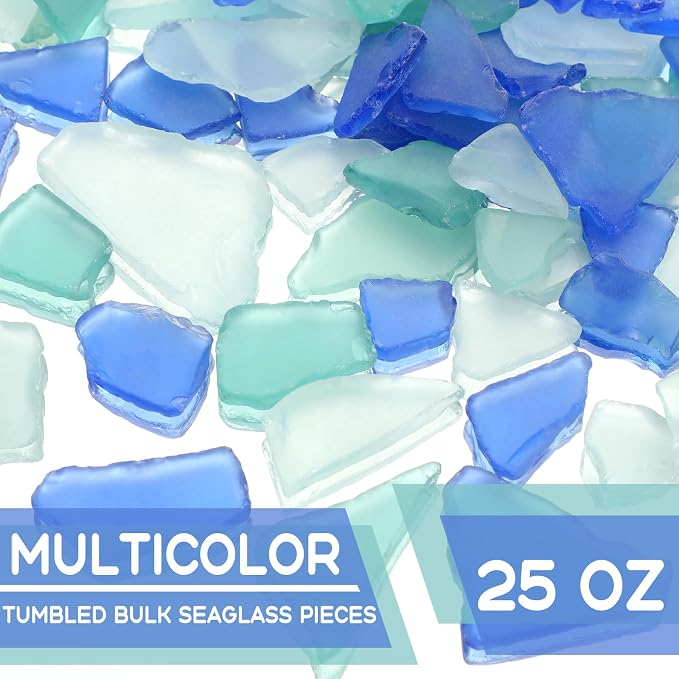Jetec 25 oz Sea Glass for Crafts Pieces Decor Flat Frosted Sea Glass Vase - Image 2