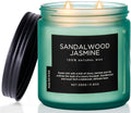 M&SENSE Sandalwood Jasmine Scented Candle, 11.6oz 70 Hours Burn Time Clean Non Toxic Natural Soy Wax Candle 2 Cotton Wick Home Decor for Mothers Day & Bathroom Bedroom