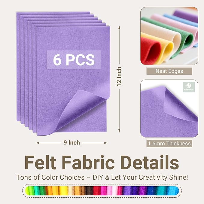 Lavender Soft Felt Sheets for Crafts, 1.6mm Thick, Kids' Crafts, DIY Projects - Image 2