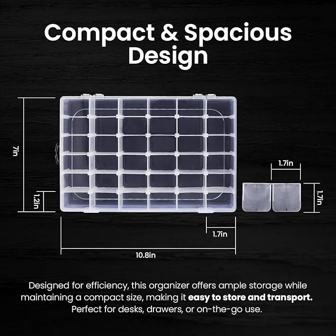 Budreu 4pack 36 Grids Plastic Clear Organizer Box Bead Storage Containers - Image 2