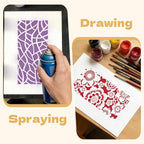 18 Pcs Stencils for Painting Mixed Size Texture Stencils Reusable Designs - Image 6