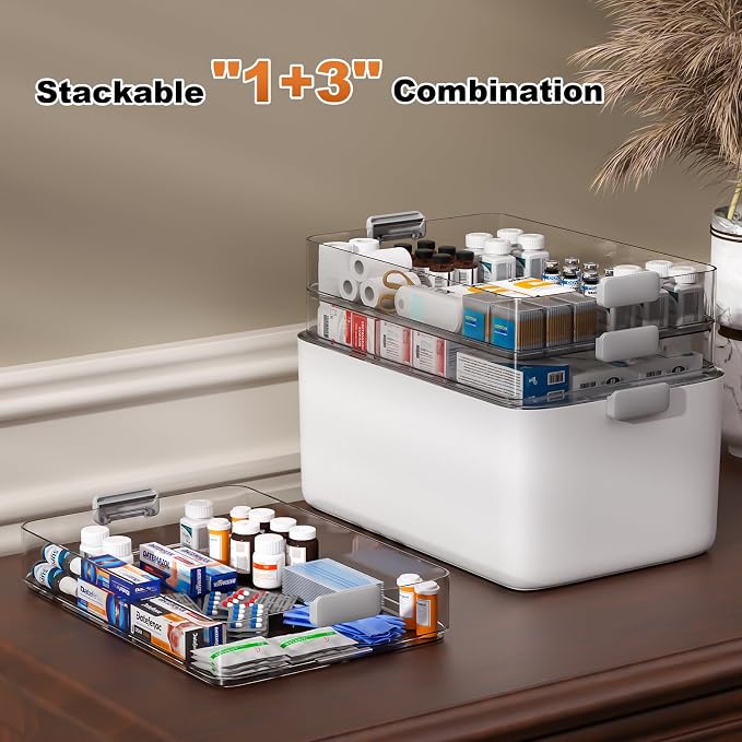 funest 4- Tier Medicine Storage Box Organizer Portable First Aid kit Box Sewing - Image 4