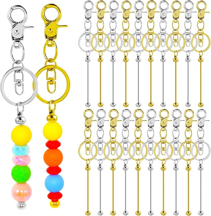 100 Pcs Beadable Keychains Bulk Kit – DIY Keychain Making Supplies by DNLEGULI