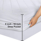 Utopia Bedding Quilted Fitted Mattress Pad, Queen Size, Elastic Fitted Mattress - Image 3