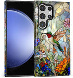 for Samsung Galaxy S24 Ultra Case, Hummingbird Wildflower Stained Glass Pattern - Image 2