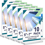 Acrylic Sign Holder 5 x 7, 10 Pack Clear Table Menu Vertical Display Stand by DunGu