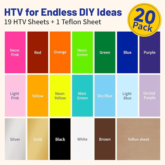 TECKWRAP Heat Transfer Vinyl for T-Shirts 20 PCS 10"x12" Easy Cut & Weed | 19 - Image 2