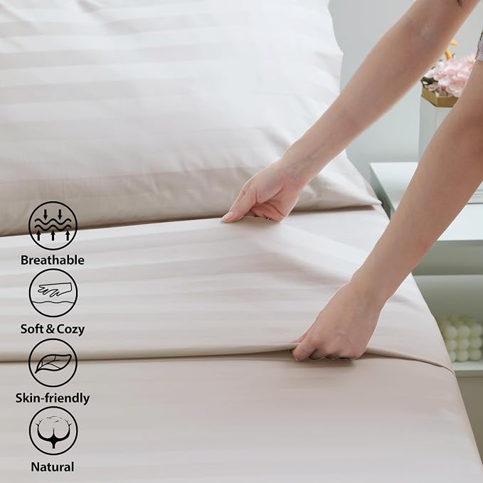Cotton Full Flat Sheet Only, 600 Thread Count 100% Egyptian Cotton Top Sheet - Image 3