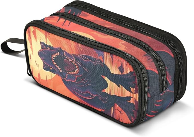 Dinosaur Sunset Pencil Case Box Boys Girls Large Pencil Pouch Zipper by BOENLE-WELCOMEYOURCOMING