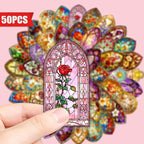 50PCS Transparent Stained Glass Stickers, Waterproof PET Cathedral Window Decals - Image 2