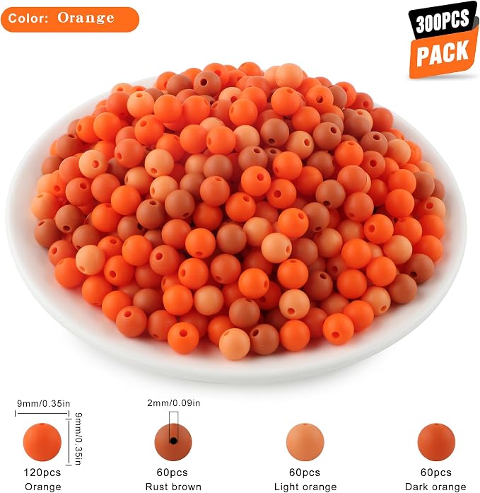 300Pcs Silicone Beads 9mm Mix Color, Bulk Silicone Beads 9mm - Image 2