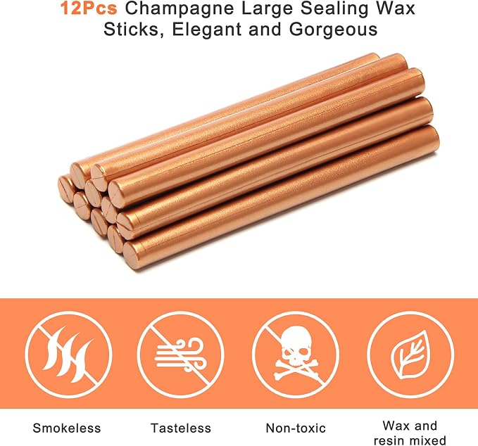 Sealing Wax Sticks 12P with Glue Gun, Luxiv 5.4" Sealing Wax Sticks 10MM Fire - Image 3