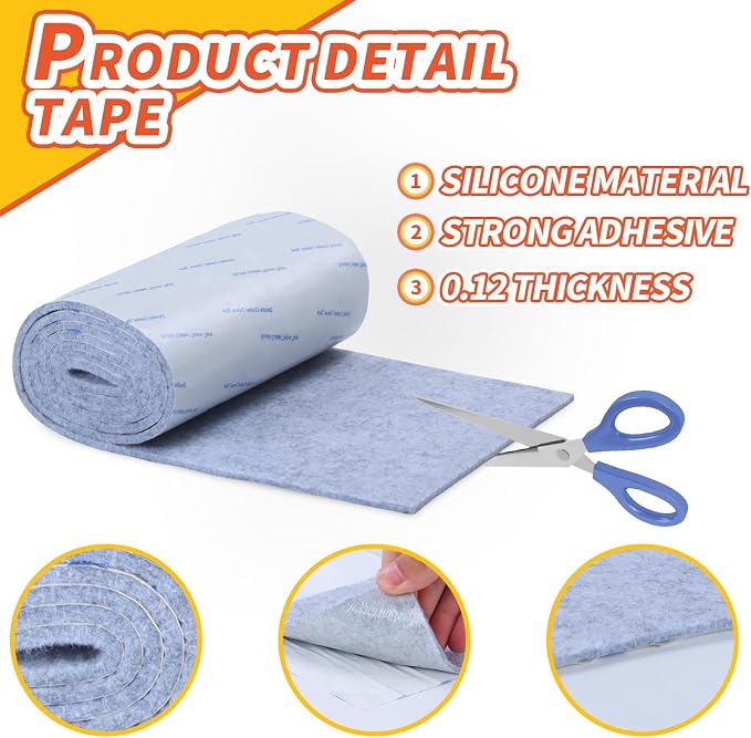Felt Furniture Pads, Non Slip Self Adhesive Cuttable Felt Tape Gray Heavy Duty - Image 4