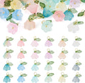 FASHEWELRY 72Pcs Mixed Color Glass Flower Charms 16mm Frosted Colorful by FASHEWELRY