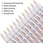 Overseas 12 White Paint Pens Permanent Markers, Oil Based Paint Markers | - Image 2