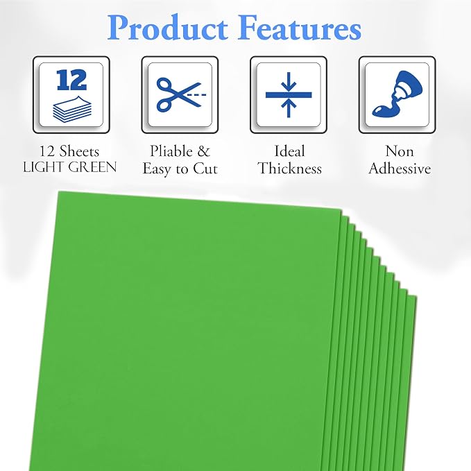 Light Green Eva Foam Sheets, 2mm Thick, 6 x 9 Inch, Handicraft Foam Paper - Image 2