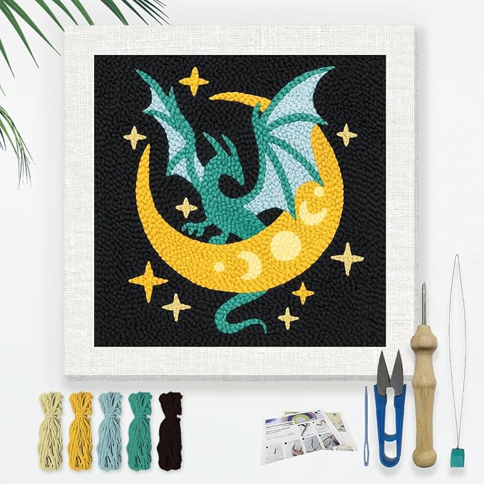 Doodlream Dragon Moon DIY Punch Needle Embroidery Kit by Doodlream