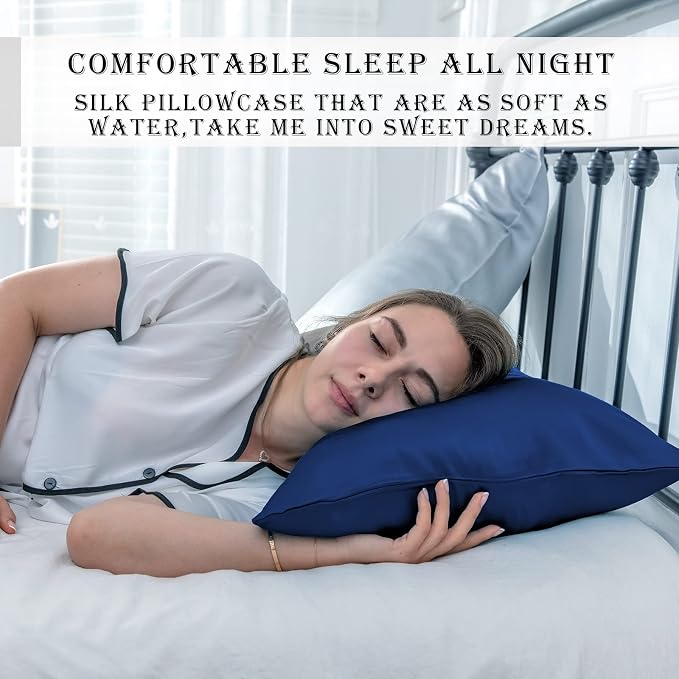 Silk Pillow Cases 2 Pack, Soft Breathable and Sliky Standard Size Pillow Cases - Image 6