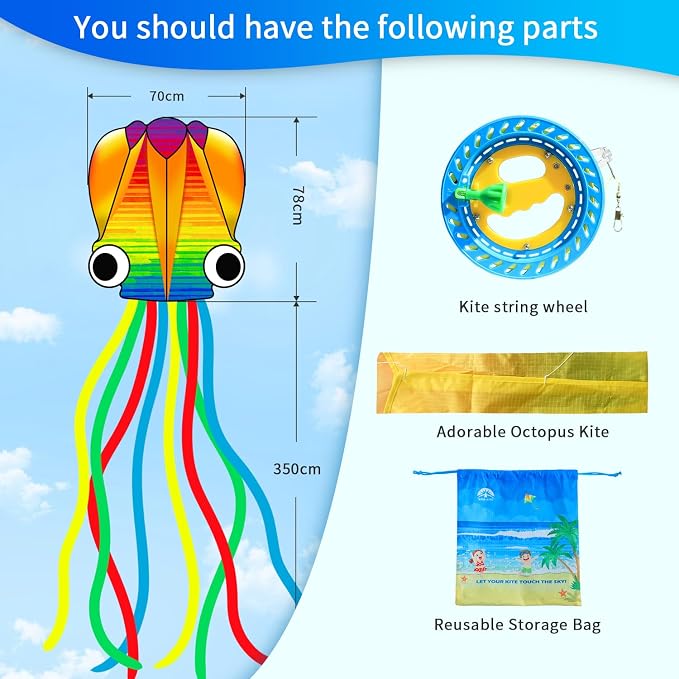 Xida Octopus Kite for Kids Ages 4-8, Professional Kites for Beginners and Adults - Image 5