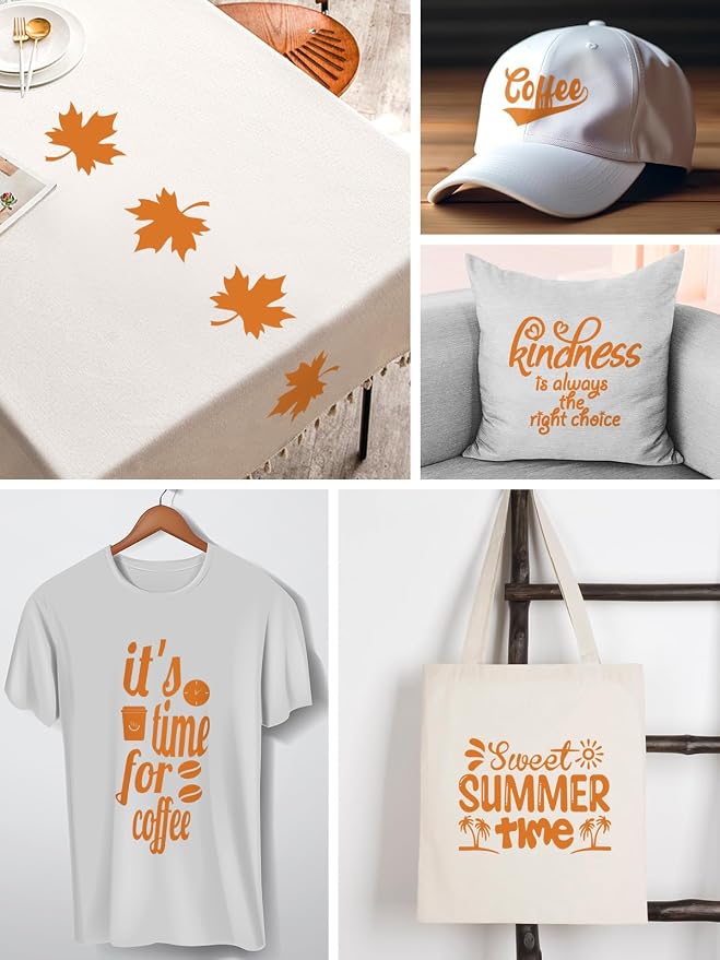 Orange Heat Transfer Vinyl Bundle: 16 Pack 12" x 10" Heat Transfer Vinyl T-Shirt - Image 2