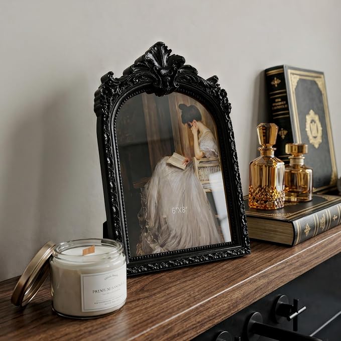 Cuspin Vintage Picture Frame 6x8 Black Frame, Ornate Resin Photo Frame - Image 4