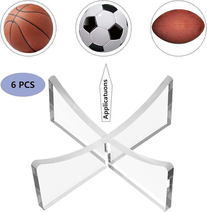 Acrylic Ball Stand Holder, Volleyball Rugby Clear Case Rack - Image 2