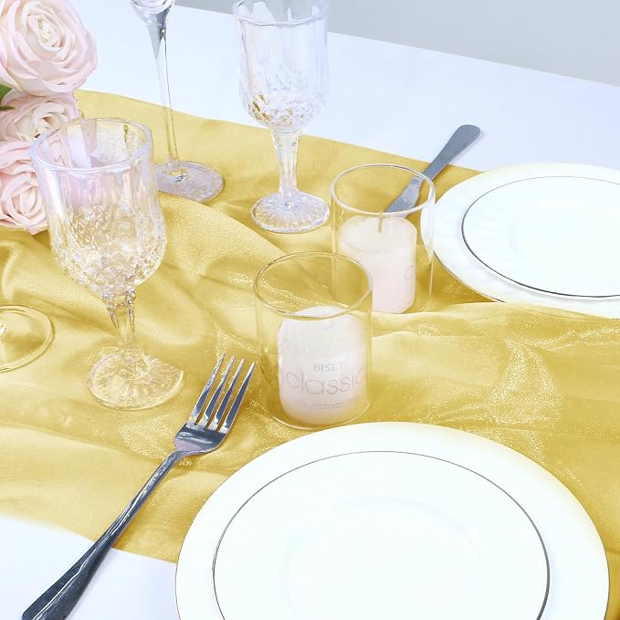 VACVELT Gold Sheer Organza Fabric by The Yard 60" Wide | Semi-Transparent - Image 4