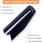 HTVVETUR Black HTV Iron on Vinyl 12Inch by 35ft Heat Transfer Vinyl - Image 3