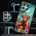 for Samsung Galaxy S25 Ultra Case, Highland Cow Flower Pattern Glossy 2 in 1 - Image 5