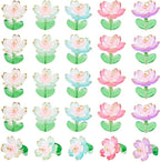FASHEWELRY 30Pcs Transparent Acrylic Glass Flower Charms 20mm Colorful Floral by FASHEWELRY
