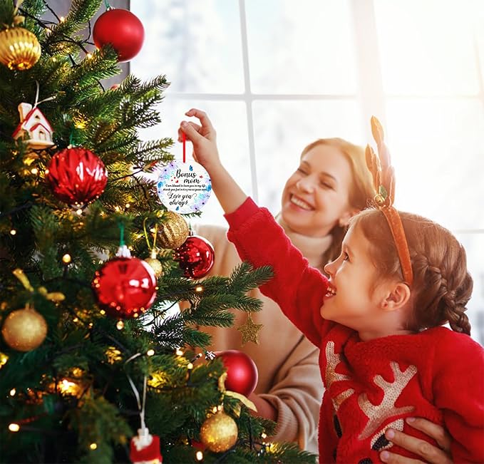 WaaHome Bonus Mom Christmas Ornaments Gifts from Daughter Son, Flower Bonus Mom - Image 4