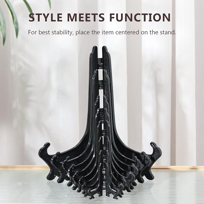 Artliving 7 Inch Black 12pcs/Set Plastic Easels Plate Display Stands Picture - Image 6