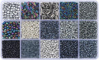 15 Grid Black Glass Seed Bugle Tube Beads Kit by Basigeese