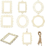 12 pcs 6 Styles Hollow Theme Undyed Wooden Photo Frames Laser Cut Oval Square by Gythara